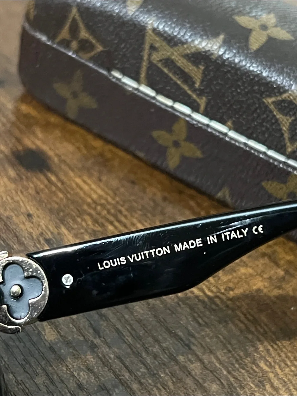 Louis Vuitton Black Sunglasses with Gold LV Medallions
